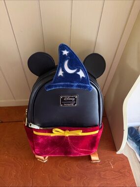 Disney Loungefly Mickey Sorcerer Mini Backpack in Black, Blue, Red & Yellow